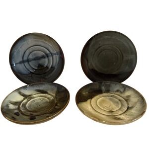 Vintage Handmade John Shedd Signed Pottery Saucers Set Of 4